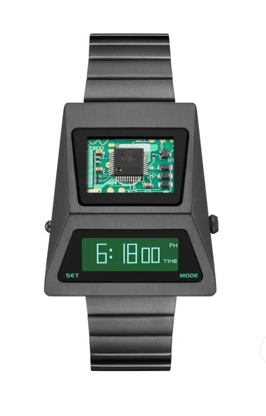 BENLYDESIGN Computron Watch for Men Solar OLED Display Digital Watch Men Lift to Wake Screen Cyberpunk Watch Stainless S3000 - C - FastZen