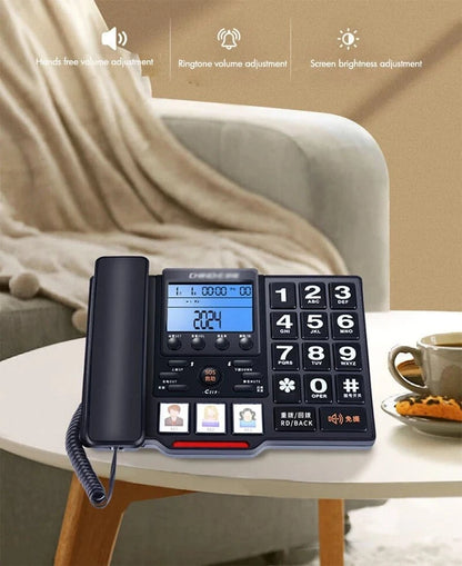 Big Button Corded Landline Phone with Picture Dial, Voice Broadcast - FastZen