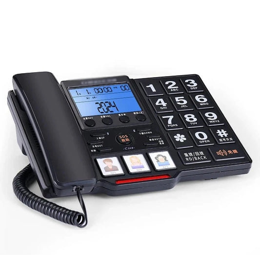 Big Button Corded Landline Phone with Picture Dial, Voice Broadcast - FastZen