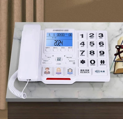 Big Button Corded Landline Phone with Picture Dial, Voice Broadcast - FastZen