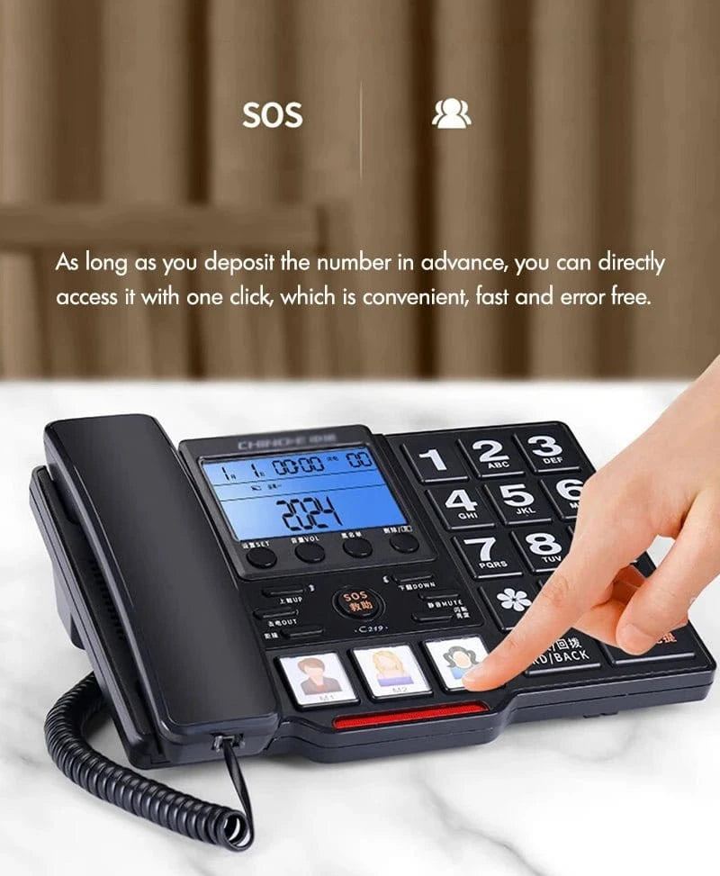Big Button Corded Landline Phone with Picture Dial, Voice Broadcast - FastZen