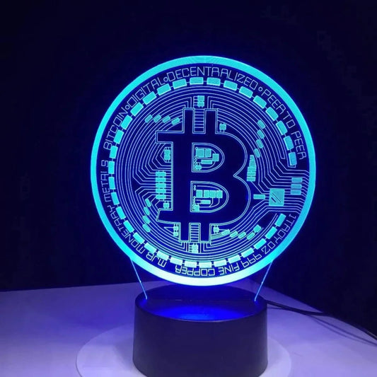 Bitcoin Coin Art Acrylic Led Night Light for Room Decorative Nightlight Touch Sensor 16 Colors Changing 3D Table Night Lamp - FastZen