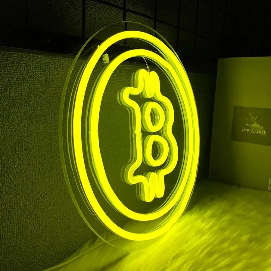 Bitcoin Neon Sign, Yellow Bitcoin Led Handmade, Used For Bedroom, Coffee Shop, Game Room, Bar Club Decor, Usb Power Supply. - FastZen