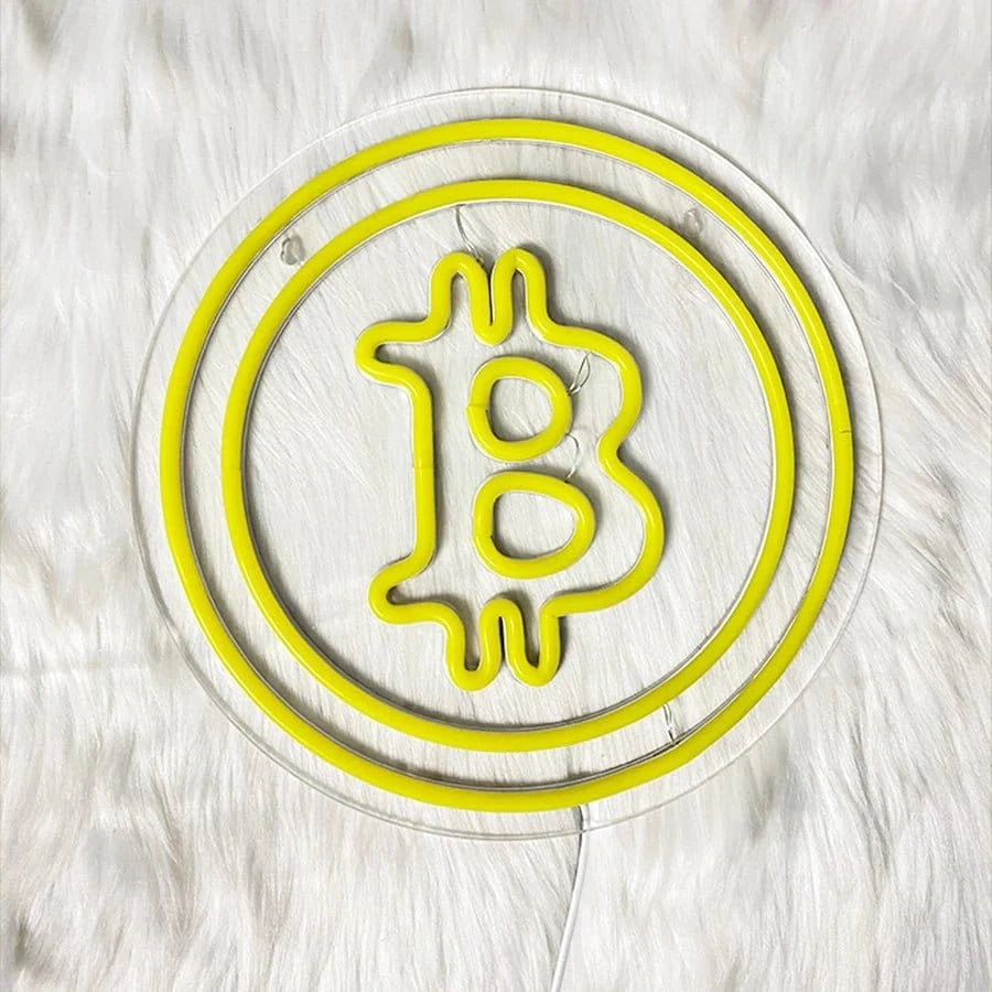 Bitcoin Neon Sign, Yellow Bitcoin Led Handmade, Used For Bedroom, Coffee Shop, Game Room, Bar Club Decor, Usb Power Supply. - FastZen