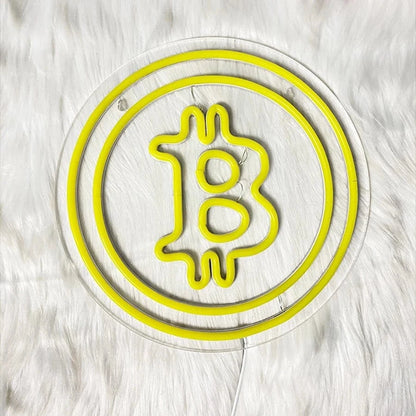 Bitcoin Neon Sign, Yellow Bitcoin Led Handmade, Used For Bedroom, Coffee Shop, Game Room, Bar Club Decor, Usb Power Supply. - FastZen