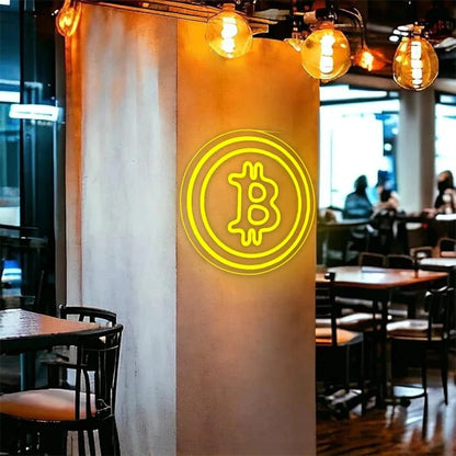 Bitcoin Neon Sign, Yellow Bitcoin Led Handmade, Used For Bedroom, Coffee Shop, Game Room, Bar Club Decor, Usb Power Supply. - FastZen