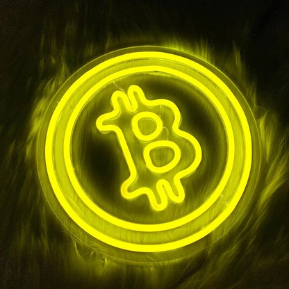Bitcoin Neon Sign, Yellow Bitcoin Led Handmade, Used For Bedroom, Coffee Shop, Game Room, Bar Club Decor, Usb Power Supply. - FastZen