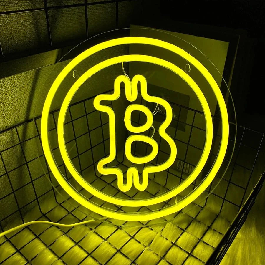 Bitcoin Neon Sign, Yellow Bitcoin Led Handmade, Used For Bedroom, Coffee Shop, Game Room, Bar Club Decor, Usb Power Supply. - FastZen