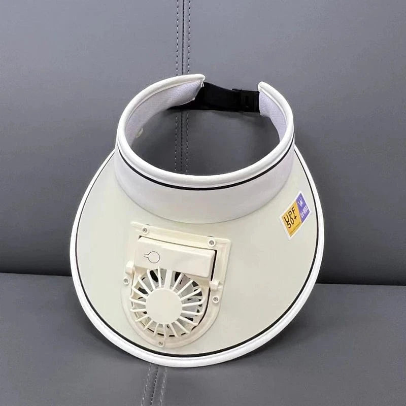 Breathable Cooling Fan Sun Visor Hat – USB Rechargeable Fan - FastZen