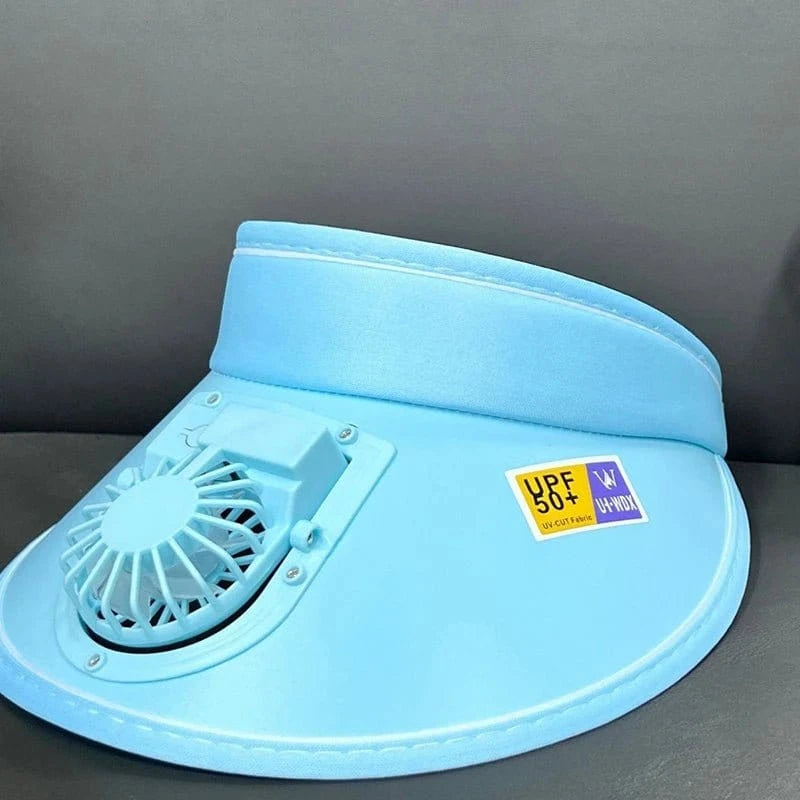 Breathable Cooling Fan Sun Visor Hat – USB Rechargeable Fan - FastZen