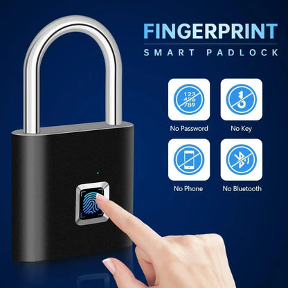 Cadenas Intelligent à Empreinte Digitale – USB Rechargeable, Étanche, Antivol, Déverrouillage Rapide 0.2s, Portable en Zinc - FastZen