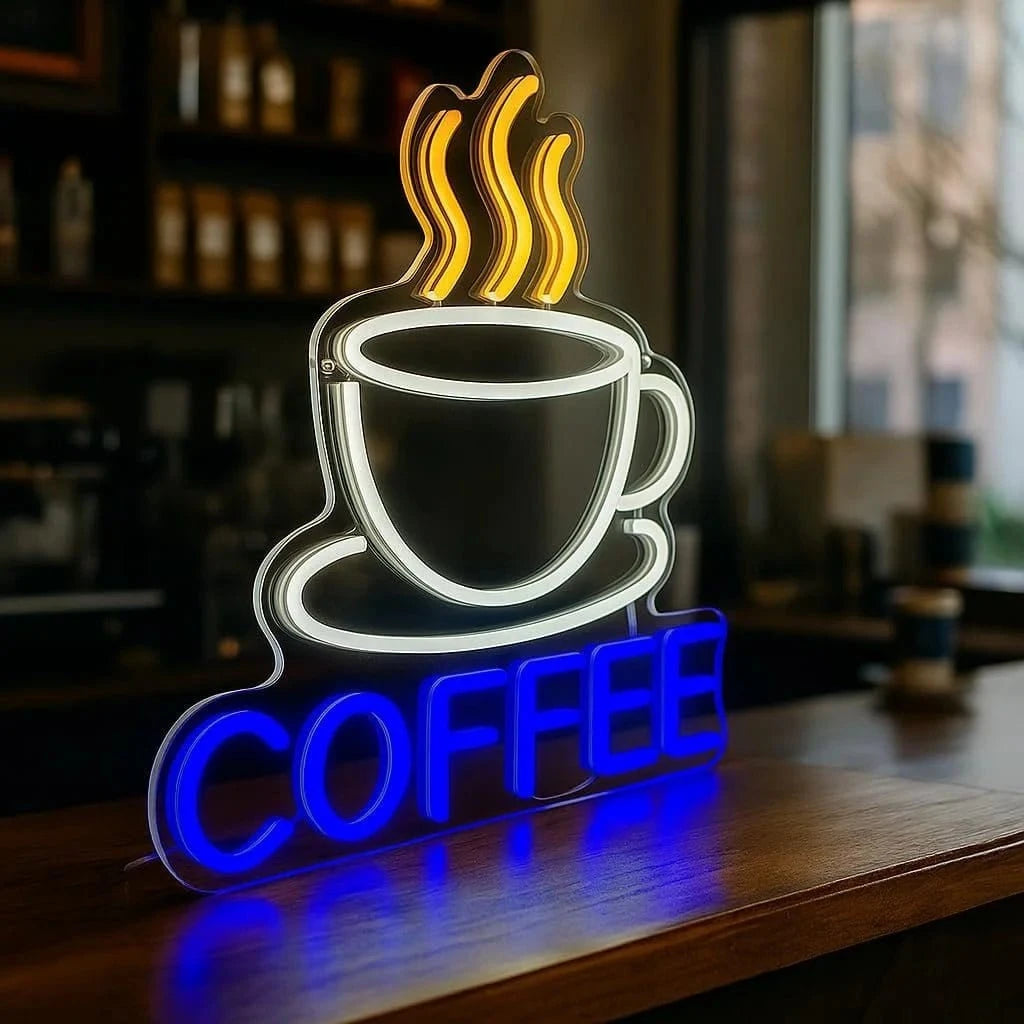 Coffee Neon Sign – LED Neon Light, USB Powered, Adjustable Brightness - FastZen