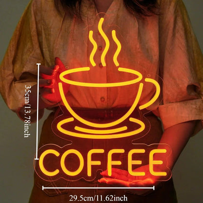 Coffee Neon Sign – LED Neon Light, USB Powered, Adjustable Brightness - FastZen