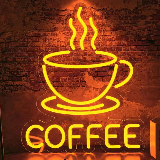 Coffee Neon Sign – LED Neon Light, USB Powered, Adjustable Brightness - FastZen