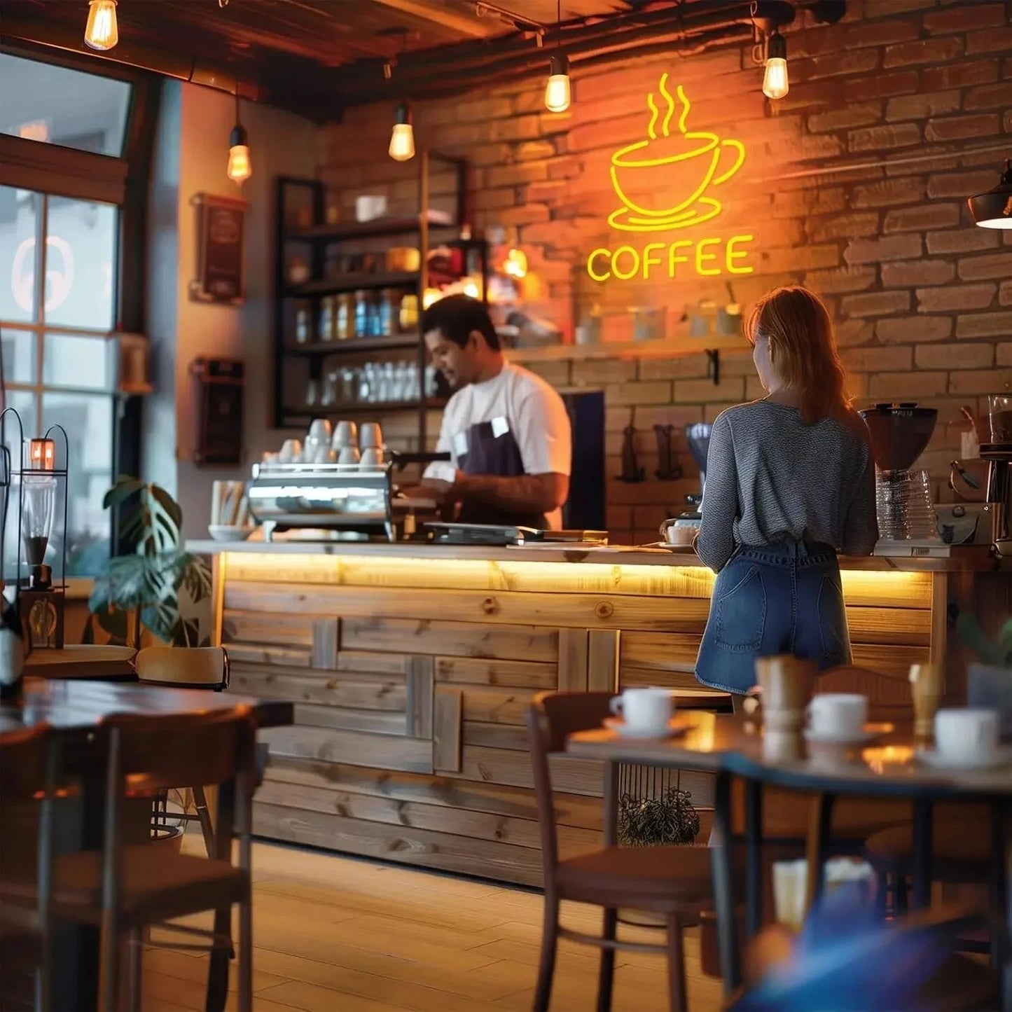 Coffee Neon Sign – LED Neon Light, USB Powered, Adjustable Brightness - FastZen