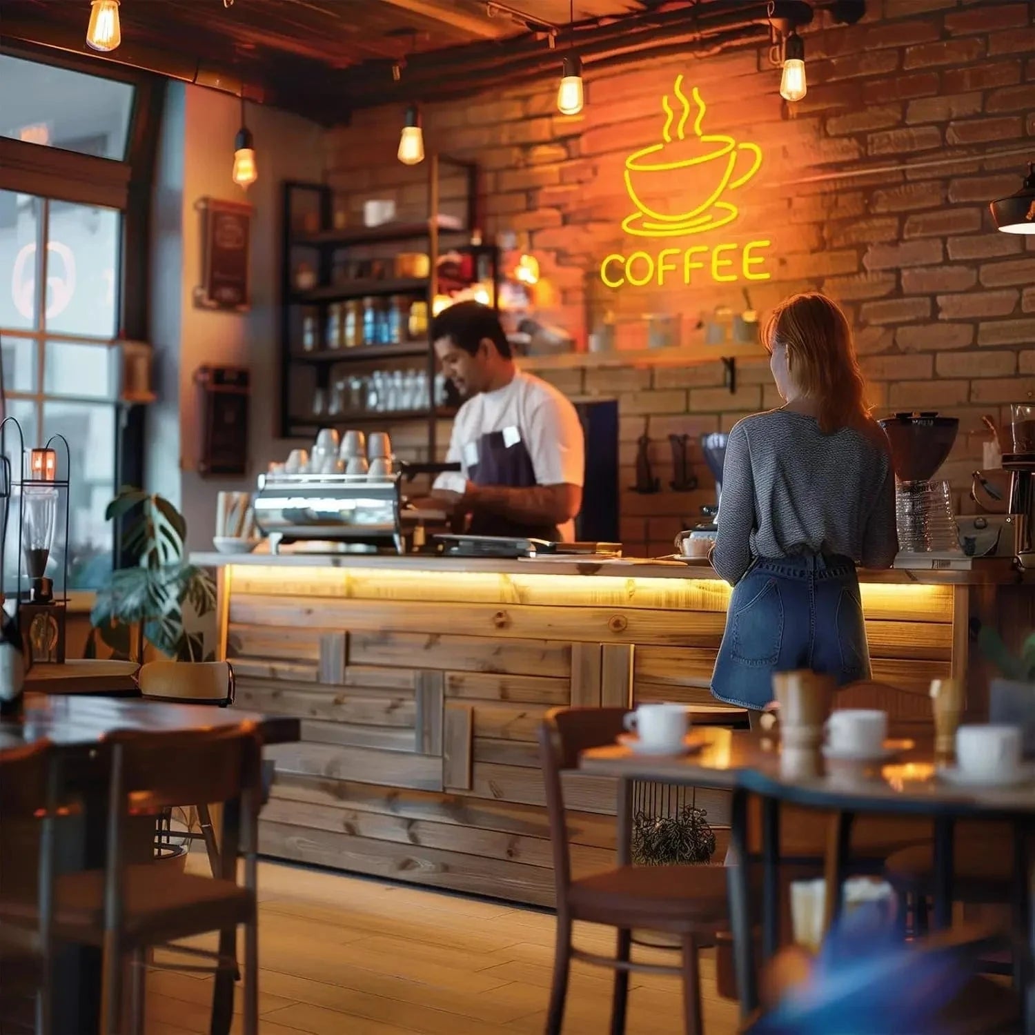 Coffee Neon Sign – LED Neon Light, USB Powered, Adjustable Brightness - FastZen