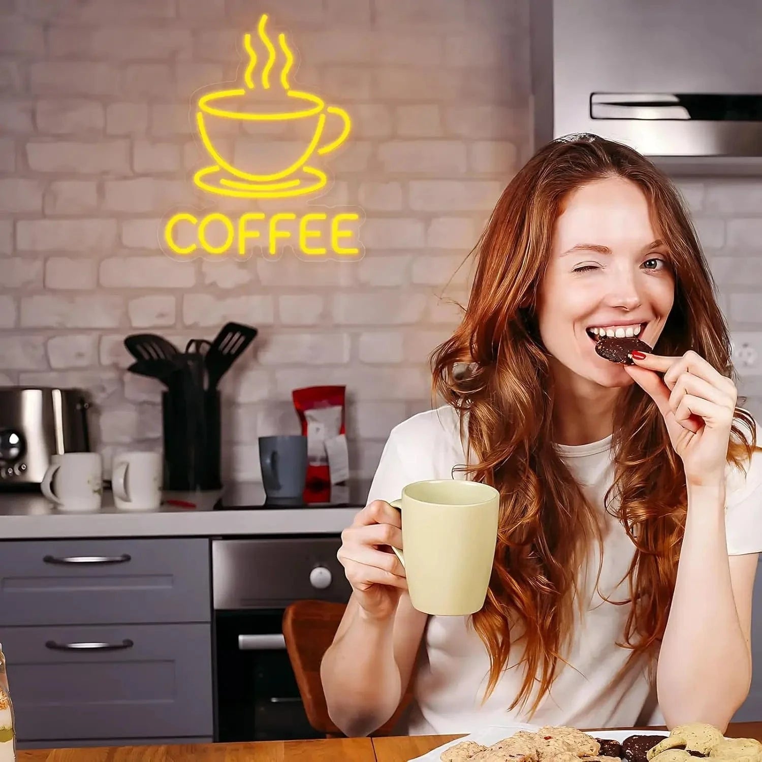 Coffee Neon Sign – LED Neon Light, USB Powered, Adjustable Brightness - FastZen