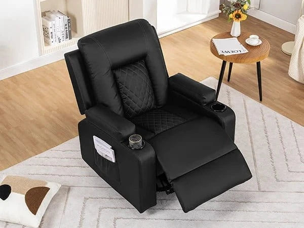 Comhoma Recliner Chair – PU Leather Rocking Swivel Recliner with Heat &amp; Massage - FastZen