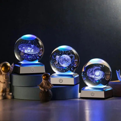Crystal Ball Night Lights Glowing Planet Galaxy Astronaut 3D Moon Table Lamp USB Atmosphere Lamp Tabletop Decorations Kids Gifts - FastZen