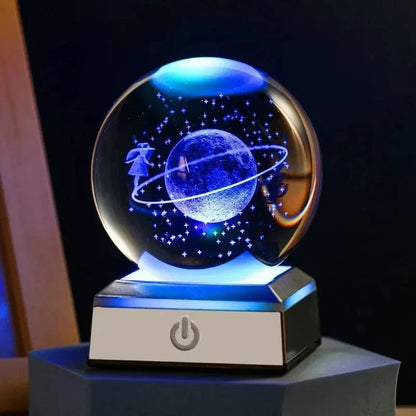 Crystal Ball Night Lights Glowing Planet Galaxy Astronaut 3D Moon Table Lamp USB Atmosphere Lamp Tabletop Decorations Kids Gifts - FastZen