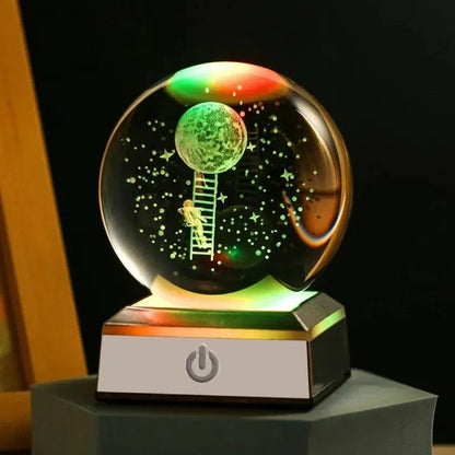 Crystal Ball Night Lights Glowing Planet Galaxy Astronaut 3D Moon Table Lamp USB Atmosphere Lamp Tabletop Decorations Kids Gifts - FastZen