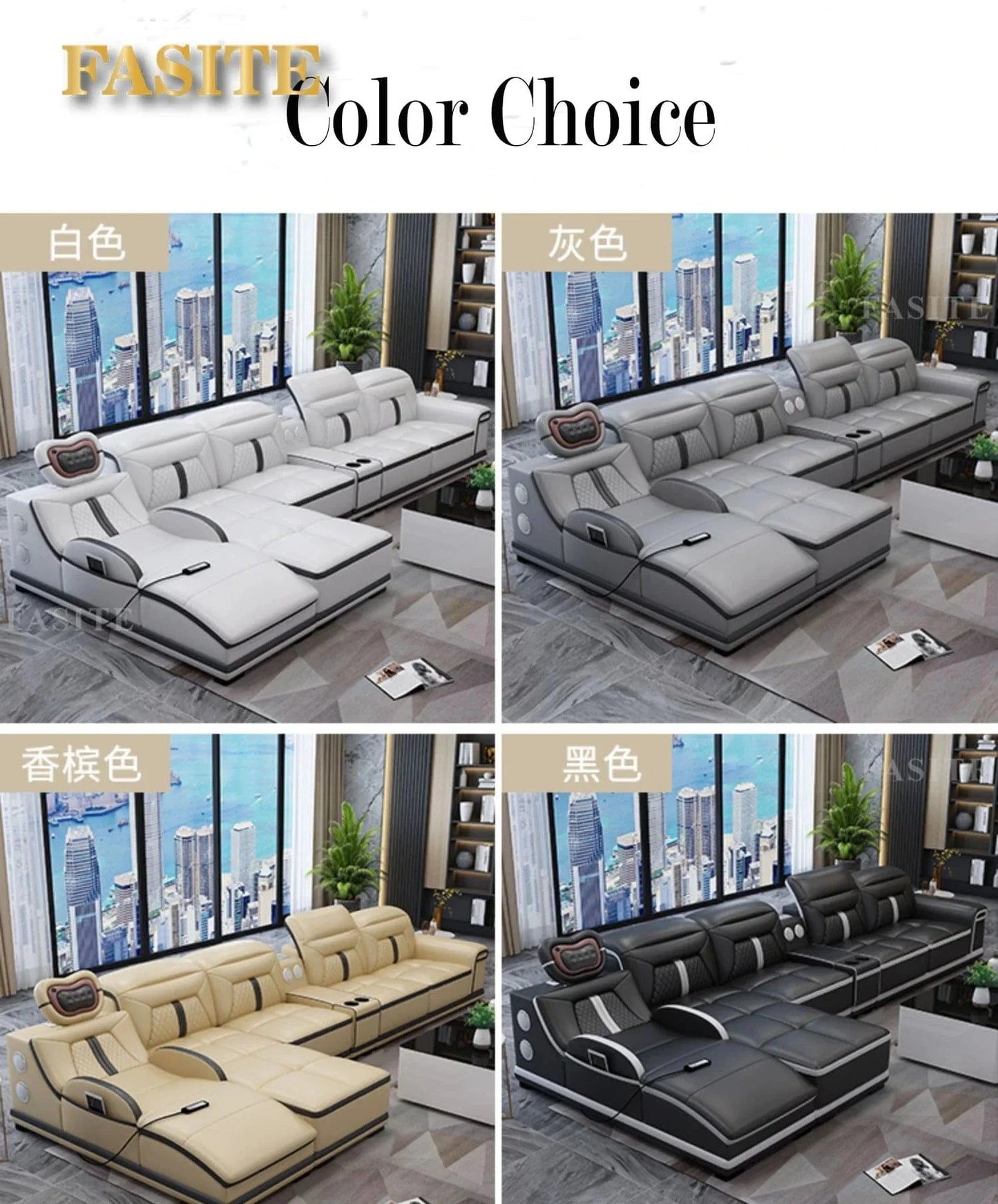 Custom Multifunction Blackleather Sofa, Lazyboy Recliners, Modern Leather Sofa Furniture on sale - FastZen