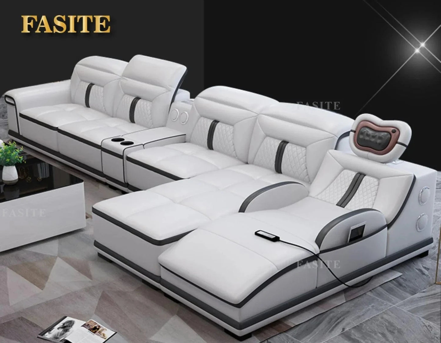 Custom Multifunction Blackleather Sofa, Lazyboy Recliners, Modern Leather Sofa Furniture on sale - FastZen