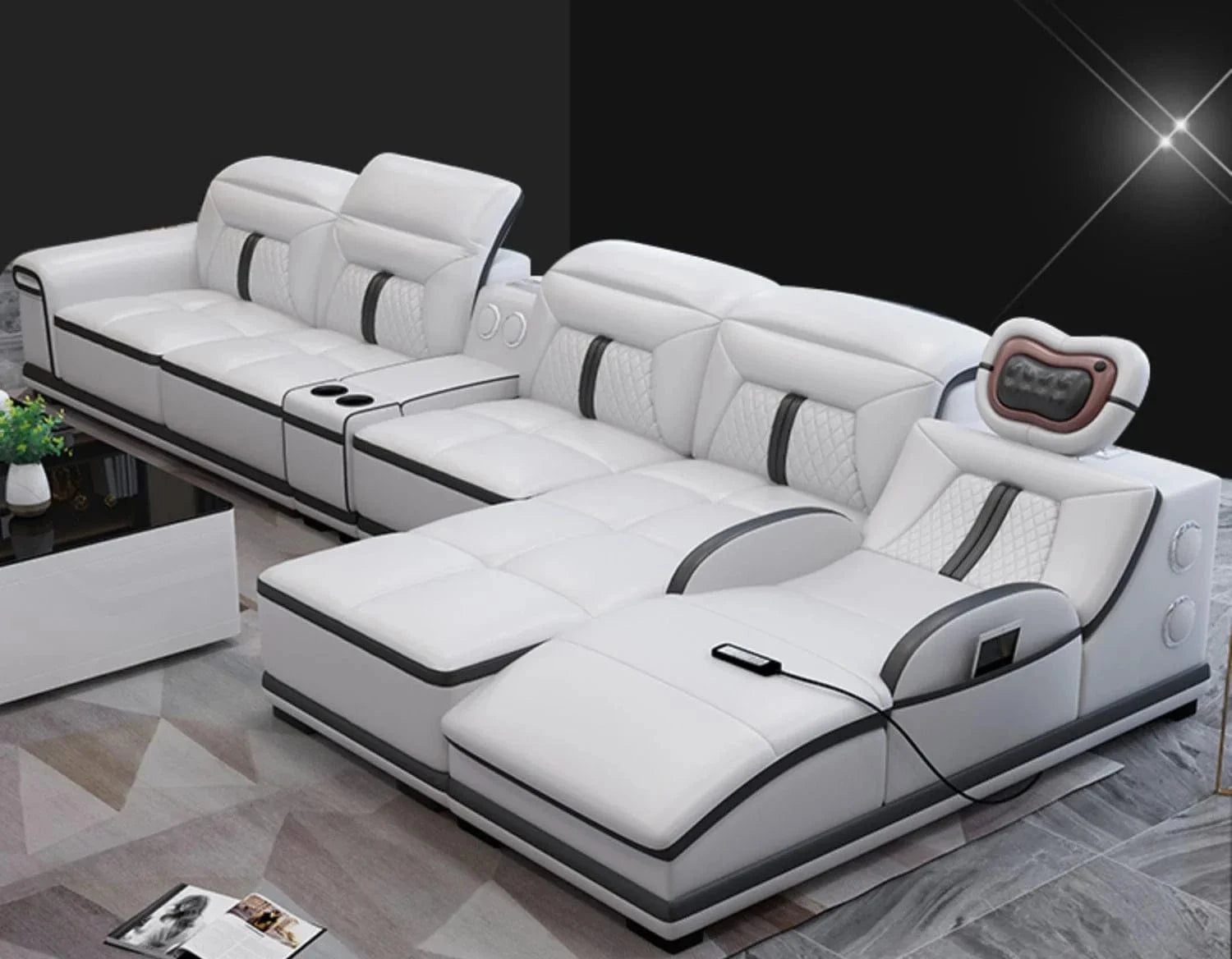 Custom Multifunction Blackleather Sofa, Lazyboy Recliners, Modern Leather Sofa Furniture on sale - FastZen
