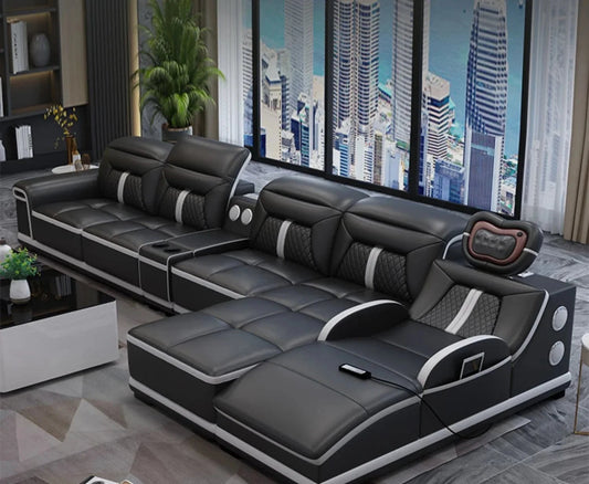 Custom Multifunction Blackleather Sofa, Lazyboy Recliners, Modern Leather Sofa Furniture on sale - FastZen