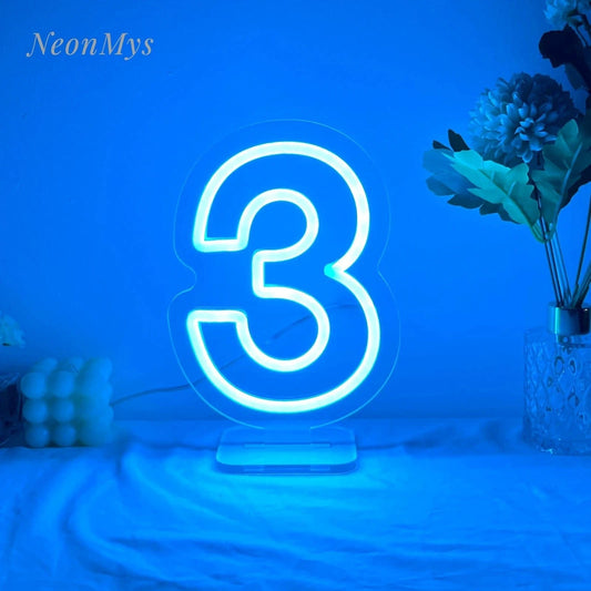 Custom Neon Number Light (0–9) – LED Wall Hanging Sign for Business, Parties &amp; Home Décor (20cm) - FastZen