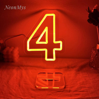 Custom Neon Number Light (0–9) – LED Wall Hanging Sign for Business, Parties &amp; Home Décor (20cm) - FastZen