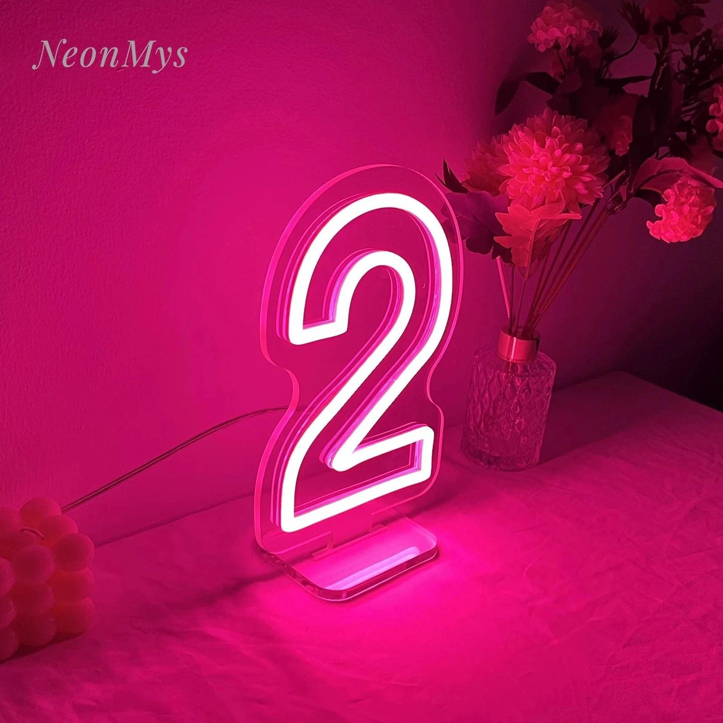 Custom Neon Number Light (0–9) – LED Wall Hanging Sign for Business, Parties &amp; Home Décor (20cm) - FastZen