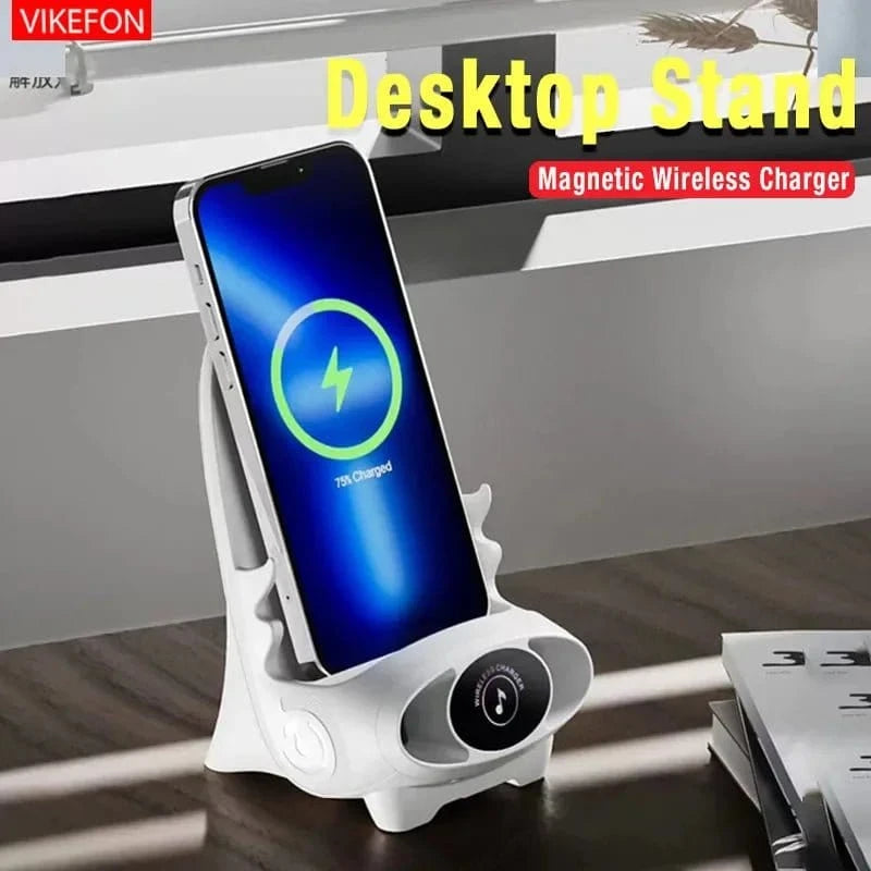 Desktop Vertical Holder Magnetic Wireless Charger Mobile Phone Stand Unique Mini Chair Shape Tablet Phone Fast Charging Station - FastZen