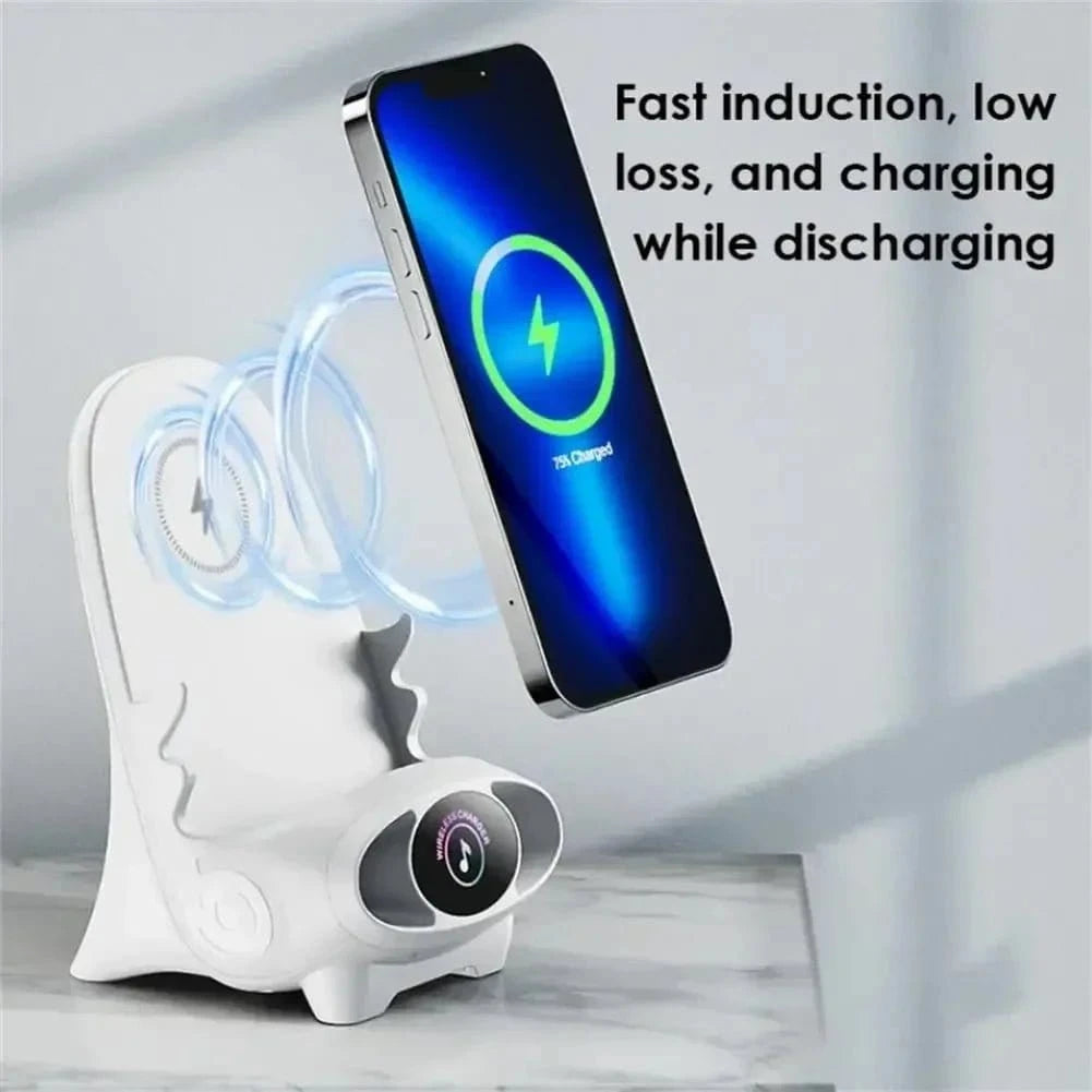 Desktop Vertical Holder Magnetic Wireless Charger Mobile Phone Stand Unique Mini Chair Shape Tablet Phone Fast Charging Station - FastZen