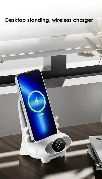 Desktop Vertical Holder Magnetic Wireless Charger Mobile Phone Stand Unique Mini Chair Shape Tablet Phone Fast Charging Station - FastZen