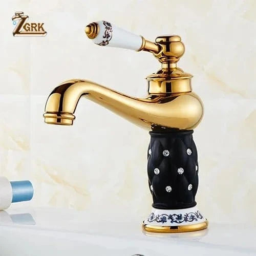 Diamond Gold Bathroom Faucet – Single Handle Mixer Tap - FastZen