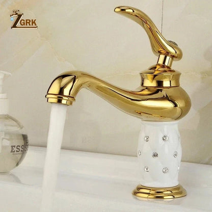 Diamond Gold Bathroom Faucet – Single Handle Mixer Tap - FastZen