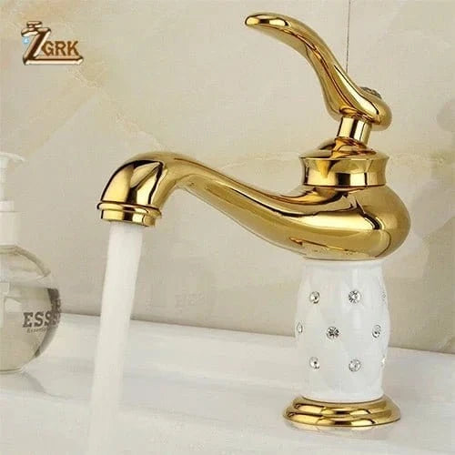 Diamond Gold Bathroom Faucet – Single Handle Mixer Tap - FastZen