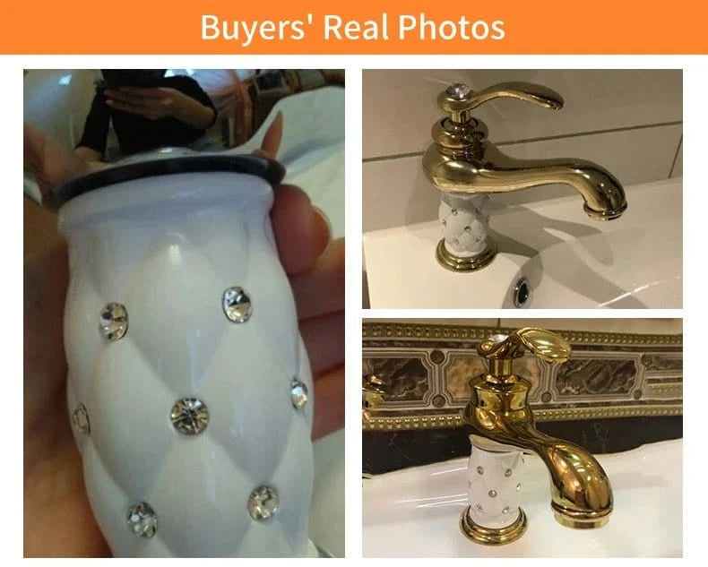 Diamond Gold Bathroom Faucet – Single Handle Mixer Tap - FastZen