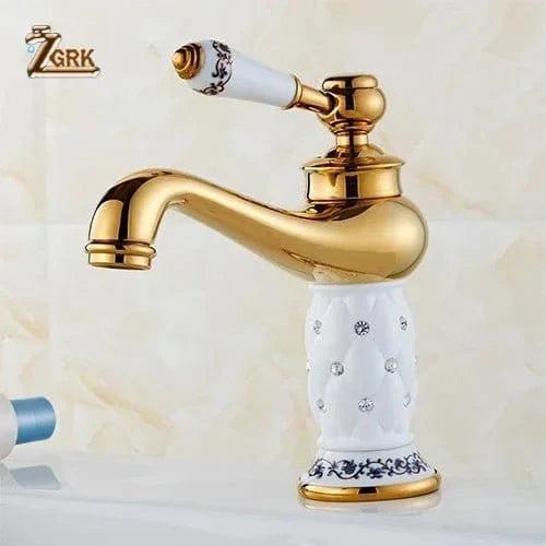 Diamond Gold Bathroom Faucet – Single Handle Mixer Tap - FastZen