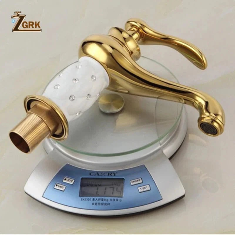 Diamond Gold Bathroom Faucet – Single Handle Mixer Tap - FastZen