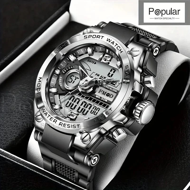 Digital Men Steel Military Wristwatch LED Quartz ClockSport Watch Male Big Watches Men Relogios Masculino - FastZen