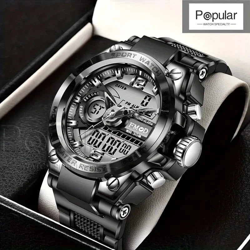 Digital Men Steel Military Wristwatch LED Quartz ClockSport Watch Male Big Watches Men Relogios Masculino - FastZen
