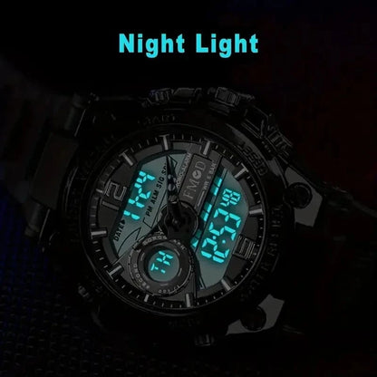 Digital Men Steel Military Wristwatch LED Quartz ClockSport Watch Male Big Watches Men Relogios Masculino - FastZen