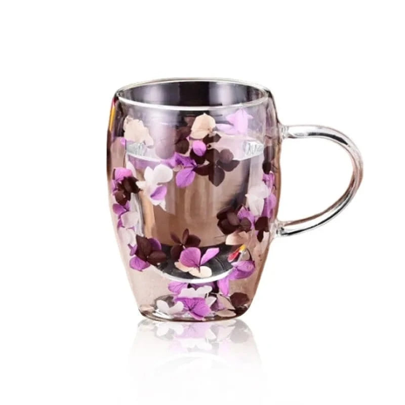 Dry Flower Double Cup Set – Elegant Family Breakfast Mugs – Perfect for Home & Gifts - FastZen
