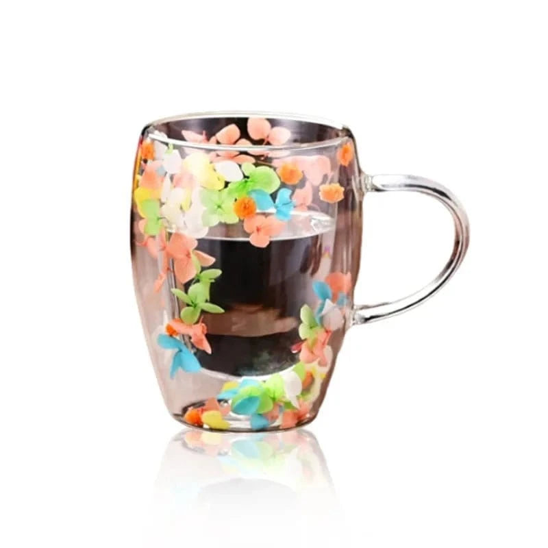 Dry Flower Double Cup Set – Elegant Family Breakfast Mugs – Perfect for Home & Gifts - FastZen