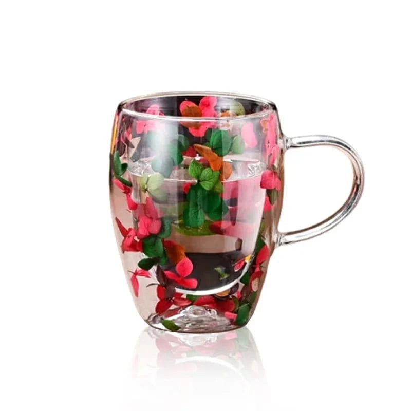 Dry Flower Double Cup Set – Elegant Family Breakfast Mugs – Perfect for Home & Gifts - FastZen