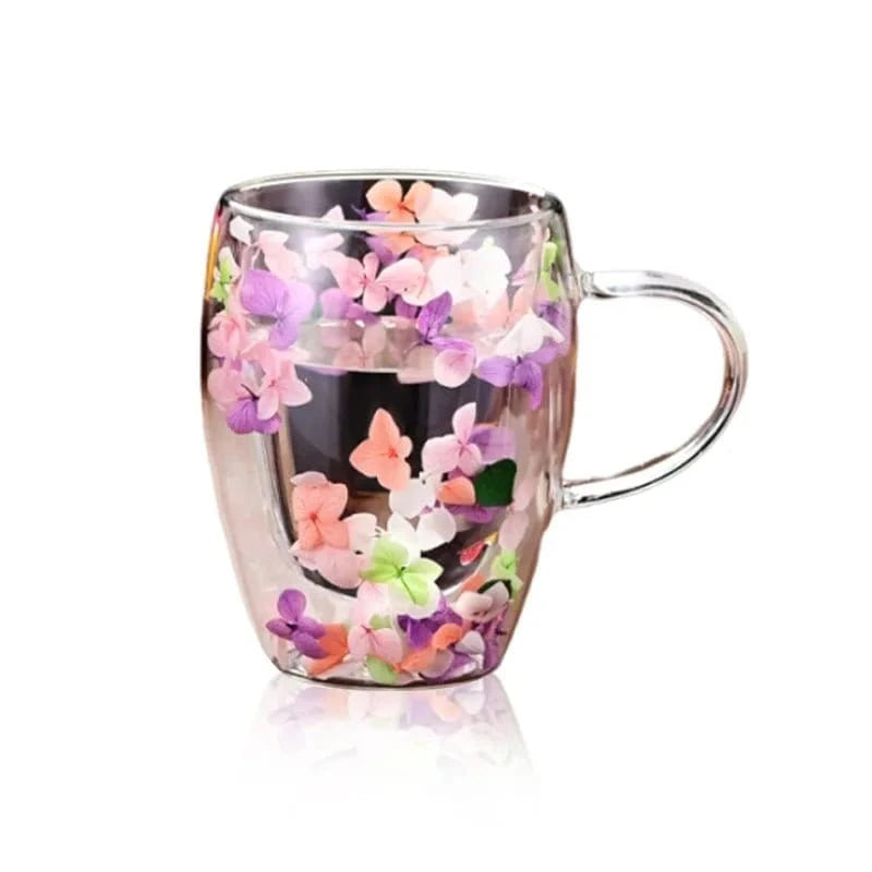 Dry Flower Double Cup Set – Elegant Family Breakfast Mugs – Perfect for Home & Gifts - FastZen