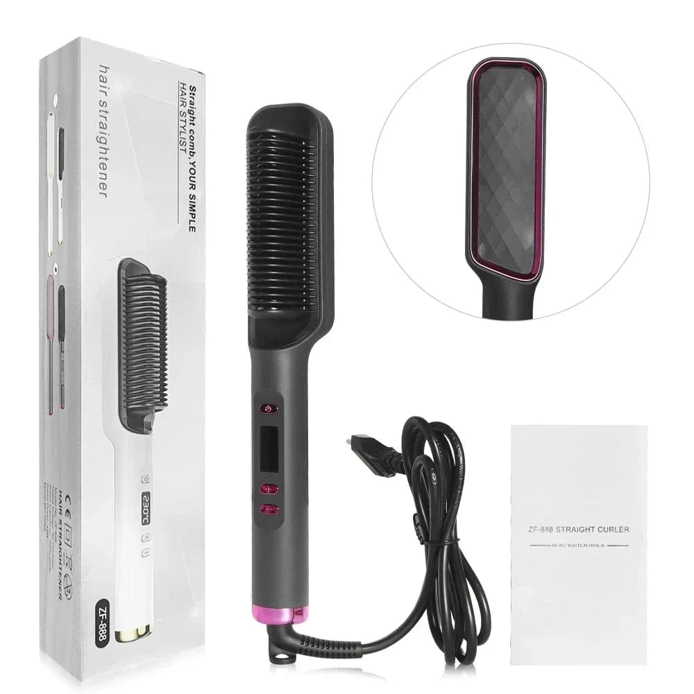 Electric Hot Comb Hair Straightener – Negative Ion Anti - Scalding Brush for Smooth &amp; Shiny Styling - FastZen