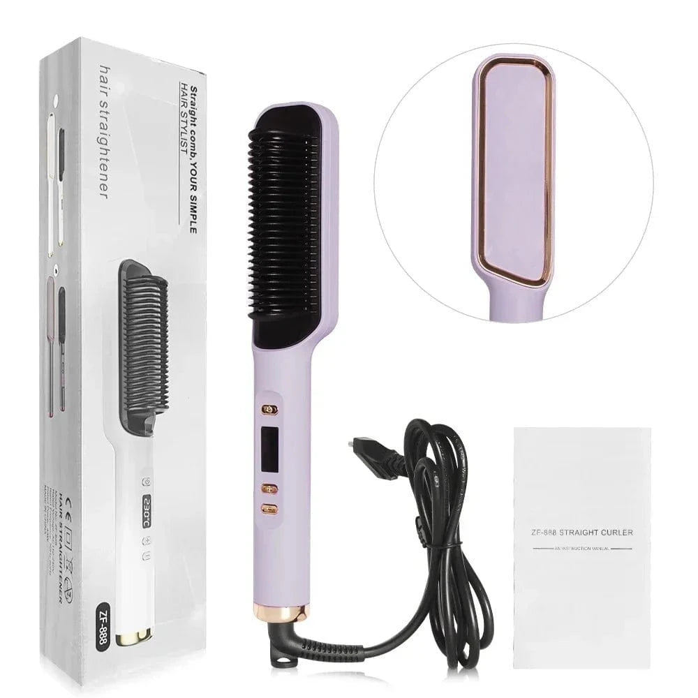 Electric Hot Comb Hair Straightener – Negative Ion Anti - Scalding Brush for Smooth &amp; Shiny Styling - FastZen